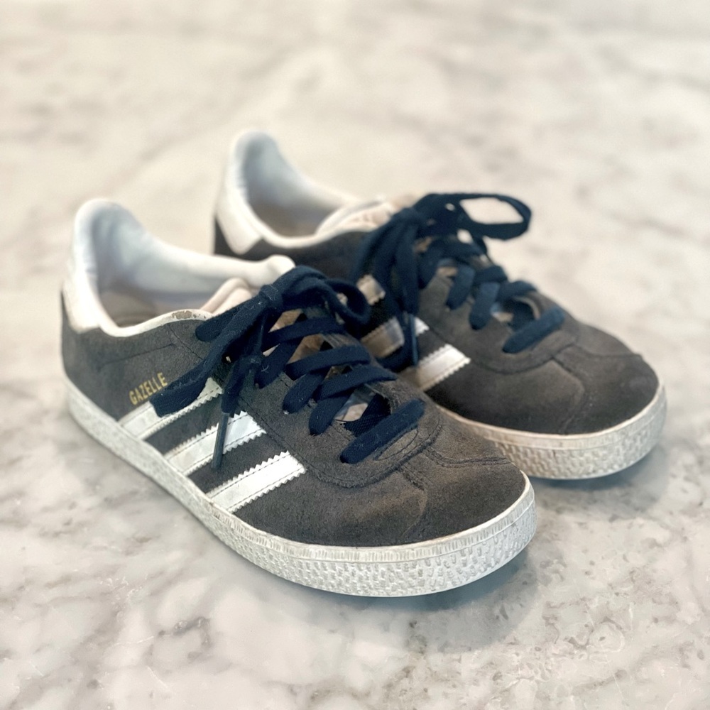 Adidas Kids Low Top Gazelle Sneakers- Grey Suede
